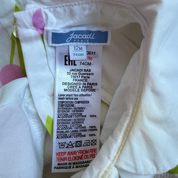 Jacadi Paris Baby Outfit with Pink and Green Accents size 12m - Picture 6 of 6